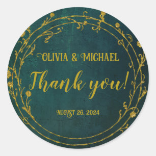 Vintage Dark Green Classic Round Sticker