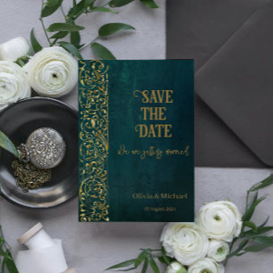 Vintage Dark Green Save The Date