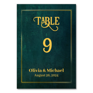 Vintage Dark Green Wedding Table Numbers