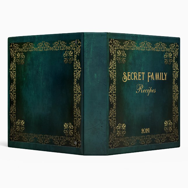 Vintage Dark Green With Gold Frame Binder (Background)