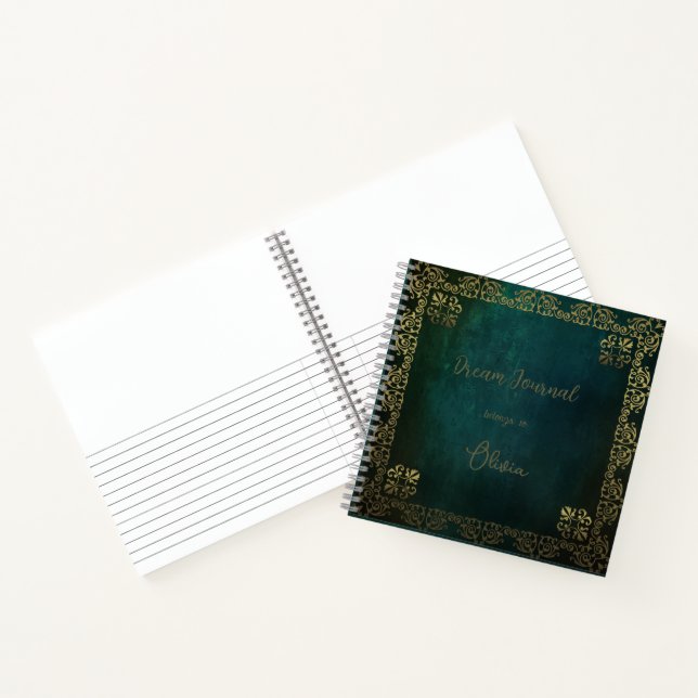 Vintage Dark Green With Gold Frame Notebook (Inside)