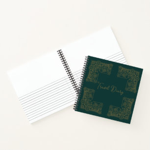 Vintage Dark Green With Gold Ornamental Frame Notebook