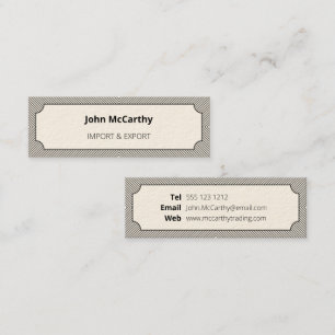 Vintage Dark Grey Cartouche Stripes Pattern Mini Business Card