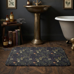 Vintage Dark Moody Floral William Morris Bath Mat