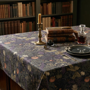 Vintage Dark Moody Floral William Morris Tablecloth