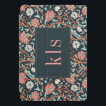 Vintage Dark Poppy William Morris Monogram iPad Pro Cover<br><div class="desc">This simple yet elegant design features a dark,  elegant William Morris inspired pink and aqua floral tapestry pattern. Protect your tablet in style. Add a name to personalize it. Makes a great Christmas or Mother's Day gift. Created by Simply Farmhouse Press.</div>