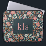 Vintage Dark Poppy William Morris Monogram Laptop Sleeve<br><div class="desc">This simple yet elegant design features a dark,  elegant William Morris inspired pink and aqua floral tapestry pattern. Protect your laptop or tablet in style. Add a name to personalize it. Makes a great Christmas or Mother's Day gift. Created by Simply Farmhouse Press.</div>