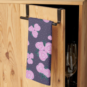 Vintage dark purple florals kitchen towel