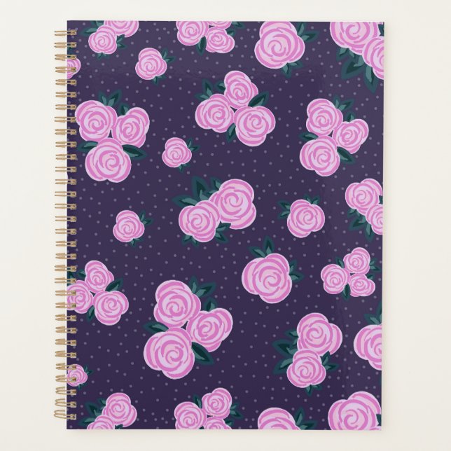 Vintage dark purple florals planner (Front)