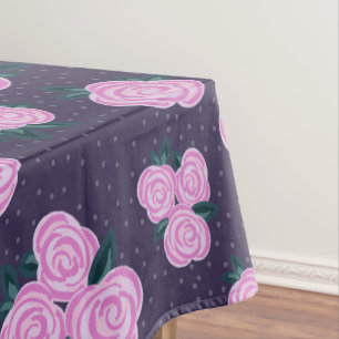 Vintage dark purple florals tablecloth