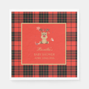 Vintage Dark Red Baby Shower Napkins