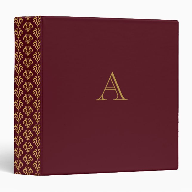 Vintage Dark Red Monogram Album Binder Gift (Front/Spine)