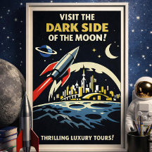 Vintage Dark Side of Moon Poster Art Deco Travel