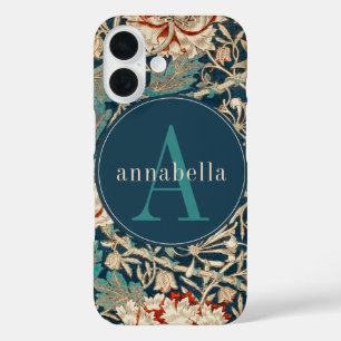 Vintage Dark William Morris Tapestry Monogram iPhone 16 Case