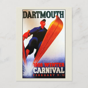 Vintage Darthmouth winter carnival ski ad Postcard