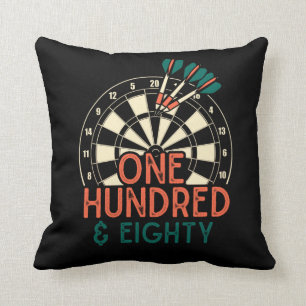 Vintage Darts Dartboard 180 One hundred and eighty Throw Pillow