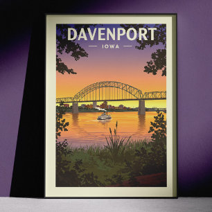 Vintage Davenport Iowa Poster