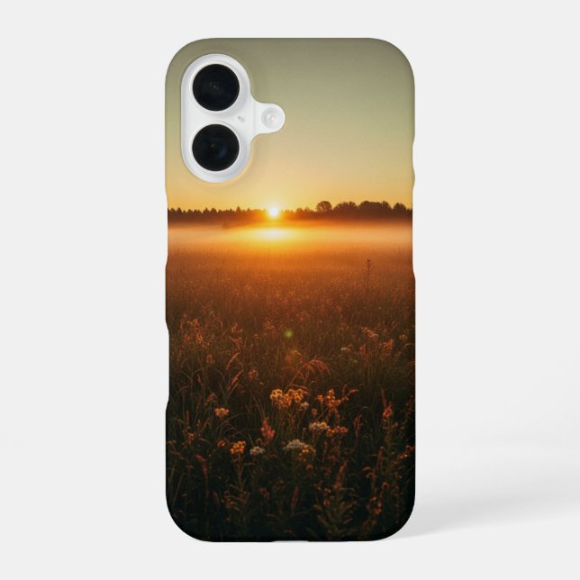 Vintage Dawn over the Meadow iPhone 16 Case (Back)