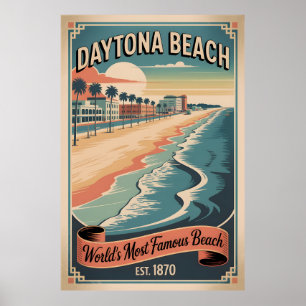 Vintage Daytona Beach Florida Retro Travel Poster 