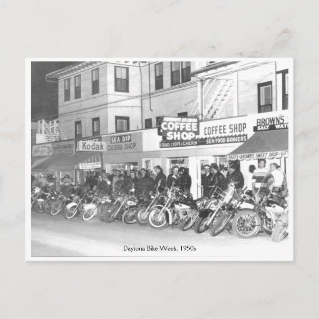 Vintage Daytona Bike Week Street View Postcard (Front)