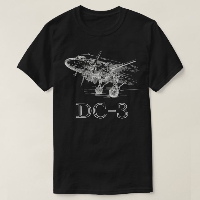 Vintage DC3 Sketched Airplane Plane Gift  T-Shirt (Design Front)