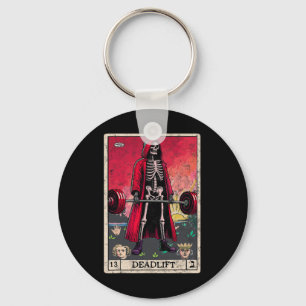 Vintage Deadlift Skeleton Halloween Gym Jokes Weig Keychain