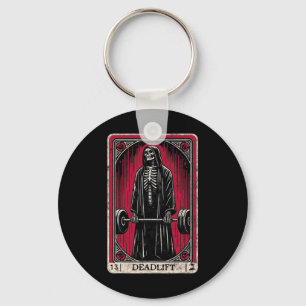 Vintage Deadlift Skeleton Halloween Gym Jokes Weig Keychain