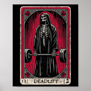 Vintage Deadlift Skeleton Halloween Gym Jokes Weig Poster