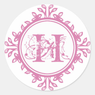 Vintage decay pink monogram label wedding favour