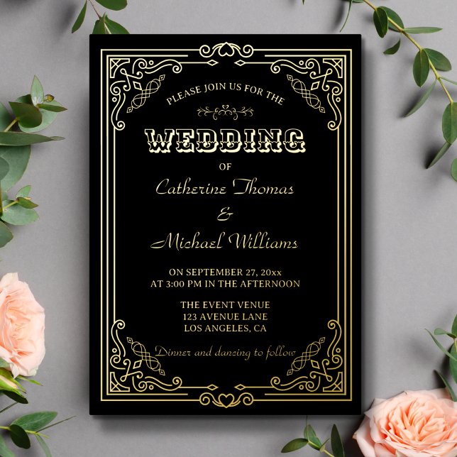 Vintage Deco Art Elegant Black & Golden Wedding (Creator Uploaded)