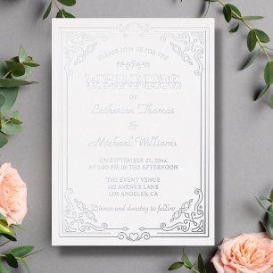 Vintage Deco Art Elegant White & Silver Wedding