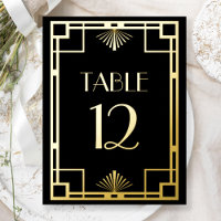 Vintage Deco Black Gold Foil Table Numbers