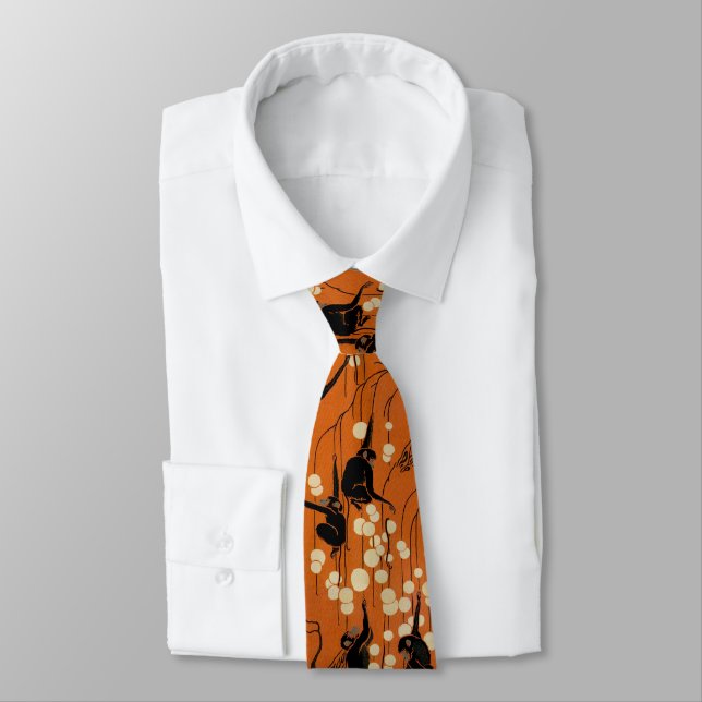 Vintage Deco Moderne Monkeys & Bubbles Tie (Tied)