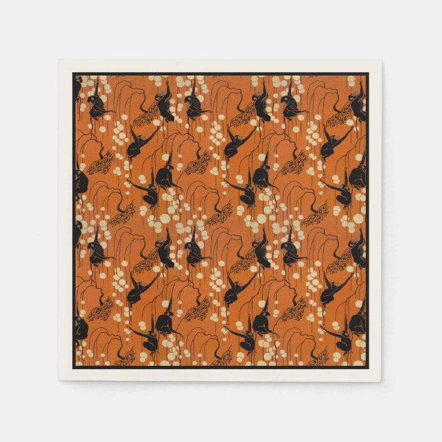Vintage Deco Monkey Pattern Paper Napkins (Front)