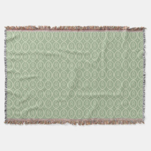 Vintage Deco Style Green Patterned Throw