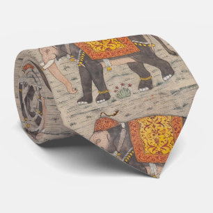 Vintage Decorated Elephant Painting (17th Century) Tie