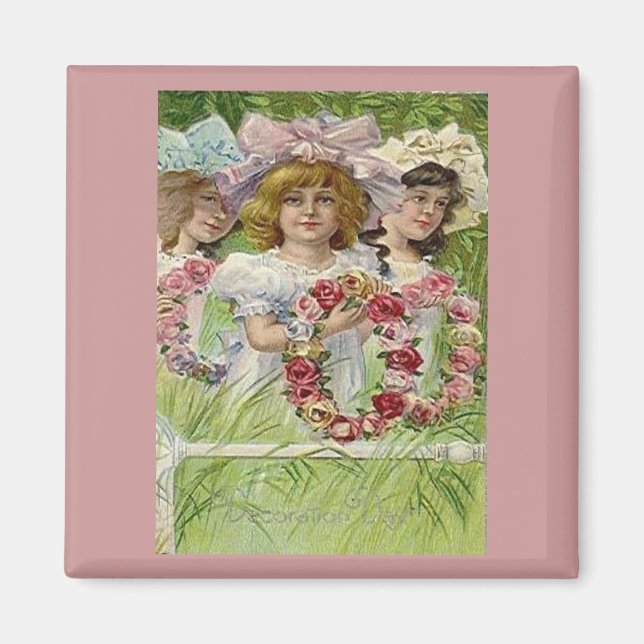 Vintage Decoration Day Girls Magnet (Front)