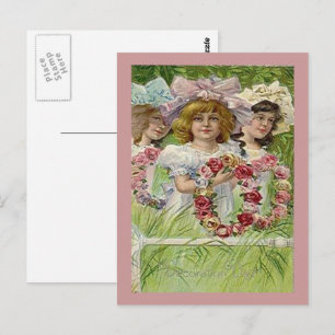 Vintage Decoration Day Girls, ZSSG Postcard