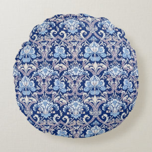 Vintage Decorative Art 19th Century Floral Design Round Pillow