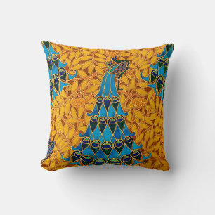 Vintage Decorative Art Nouveau Peacocks and Tree Throw Pillow