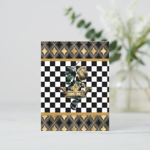 Vintage Decorative Crown & Rose  Postcard