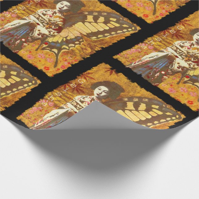 Vintage Decorative Geisha Wrapping Paper (Corner)