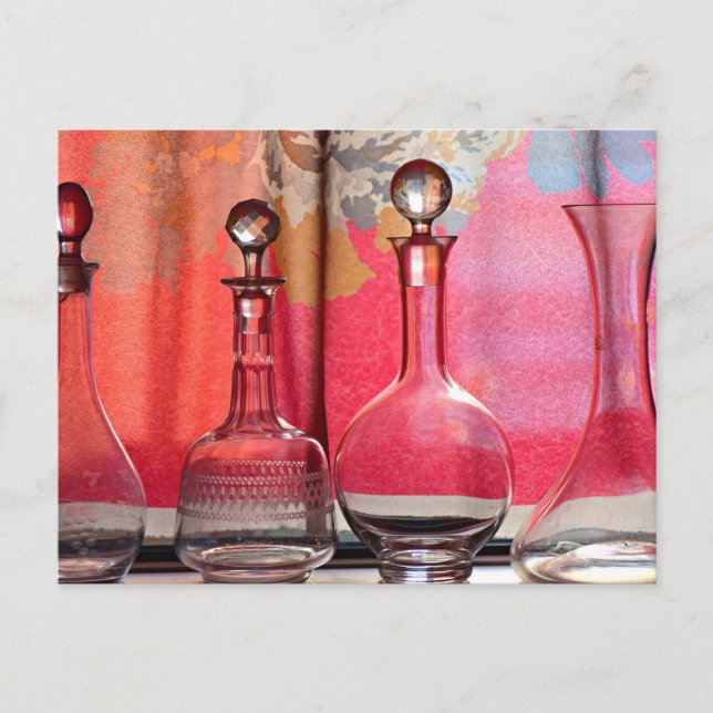 Vintage Decorative Glass Bottles Postcard (Front)
