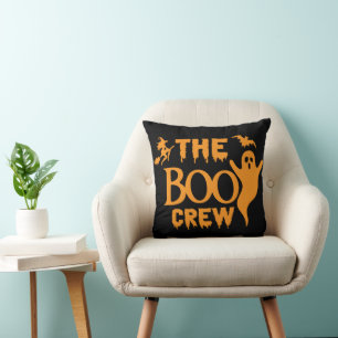 Vintage Decorative Halloween Scary Boo crew Throw Pillow