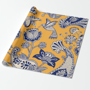 Vintage decorative seamless pattern with birds, pa wrapping paper