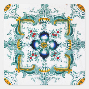 Vintage Decorative Victorian Art Nouveau Tile Square Sticker