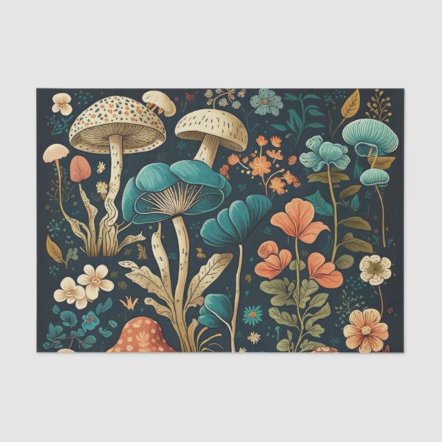 Vintage Decoupage Mushrooms & Flora Collection Tissue Paper (Front)