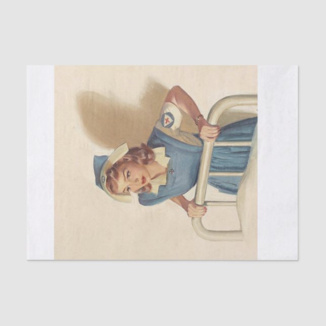 Vintage Decoupage Retro Nurse Tissue Paper (Front)