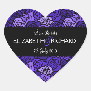Vintage Deep blue roses 'Save the Date' Sticker