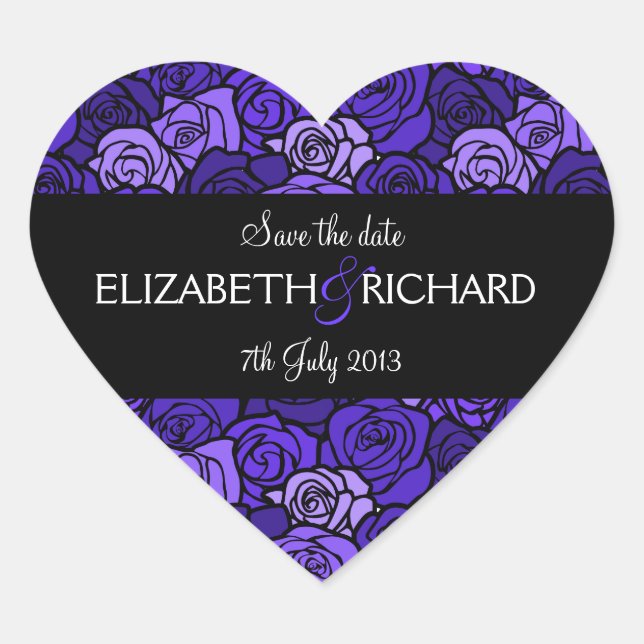 Vintage Deep blue roses 'Save the Date' Sticker (Front)